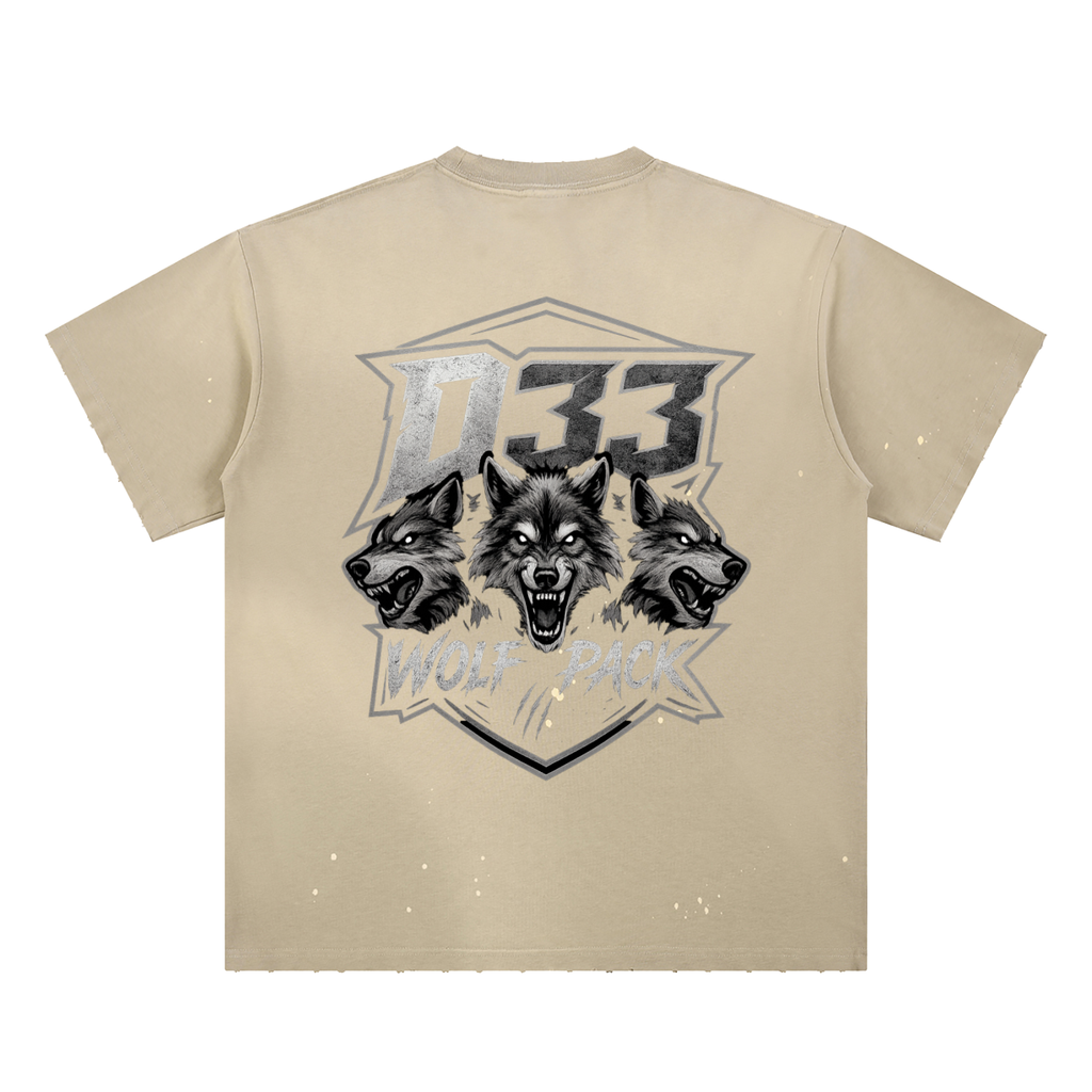 33WolfPack - Hand-Frayed Sunfade Paint Splatter T-Shirt