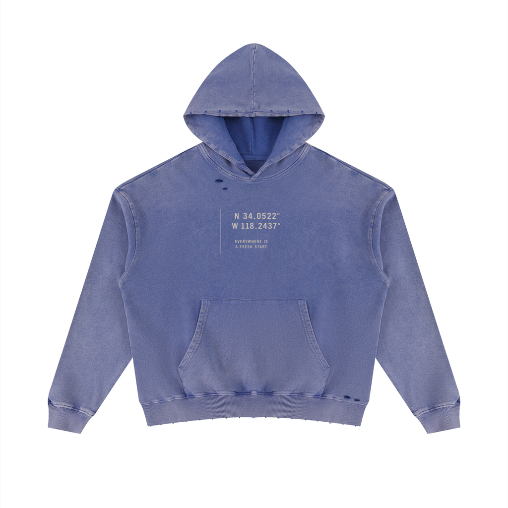 Unisex Mineral Wash Distressed Hoodie