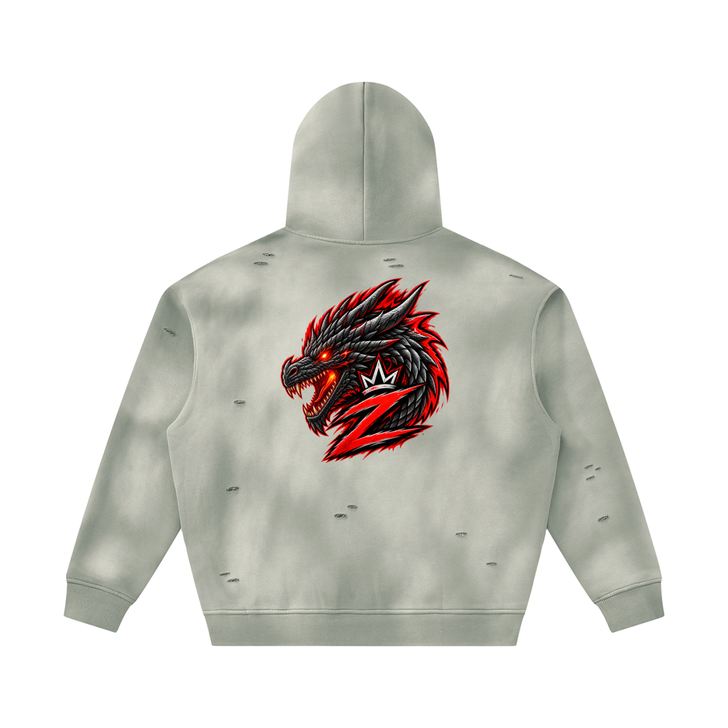 Unisex Sunfade Frayed Fleece Hoodie