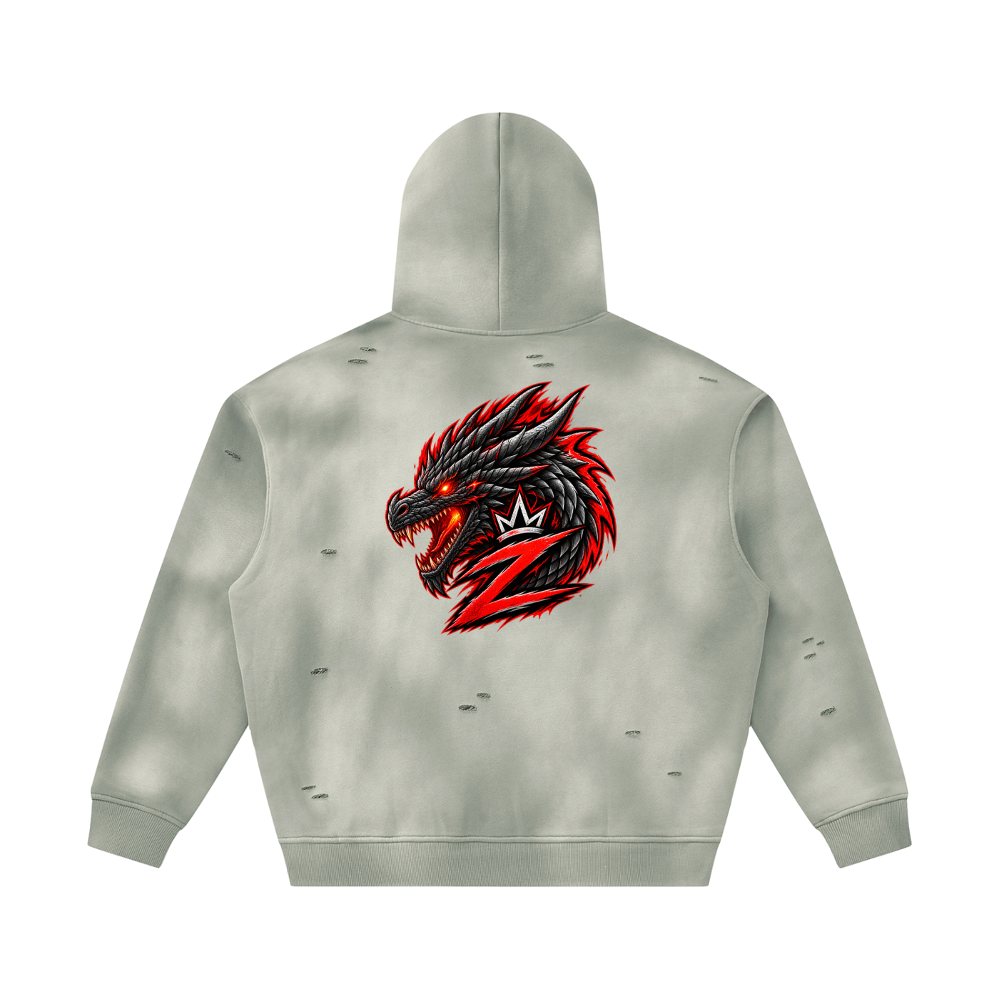 Unisex Sunfade Frayed Fleece Hoodie