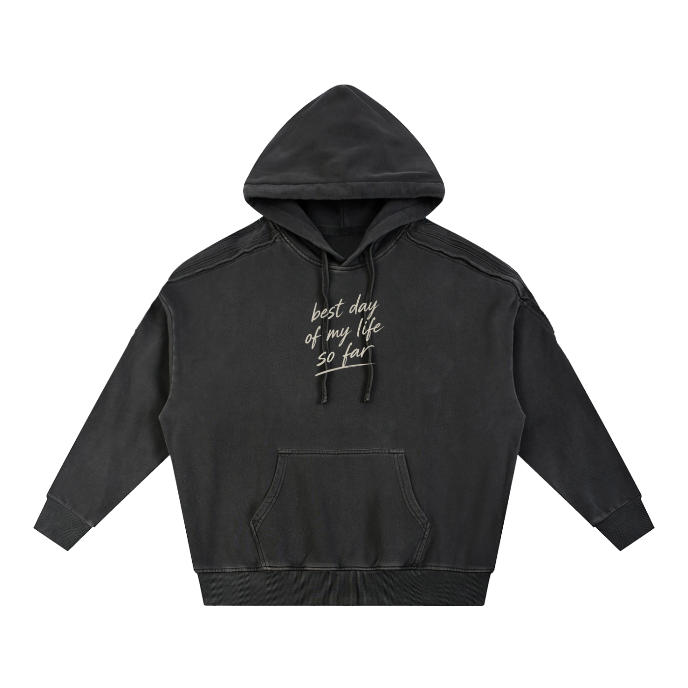 Snow Washed Tape Raw Edge Hoodie