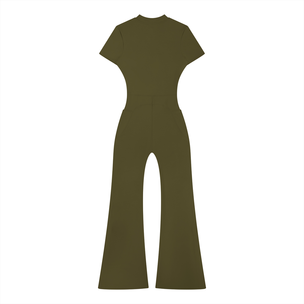 Zilla Girl Collection - Women’s Tight Flared Leg Quarter-Zip Jumpsuit
