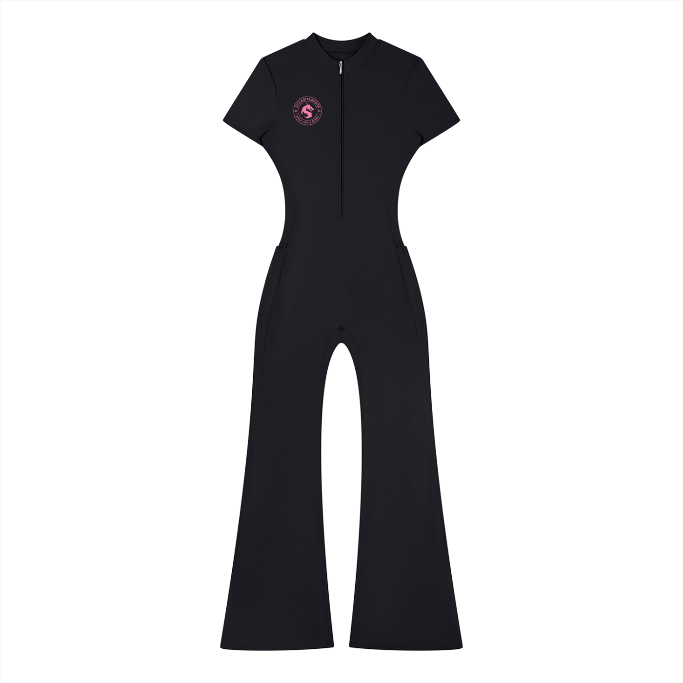 Zilla Girl Collection - Women’s Tight Flared Leg Quarter-Zip Jumpsuit