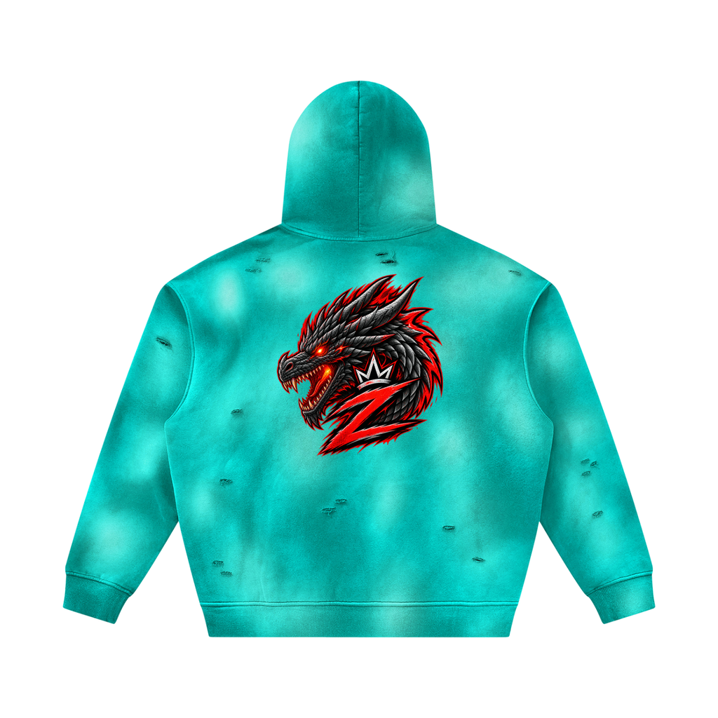 Unisex Sunfade Frayed Fleece Hoodie