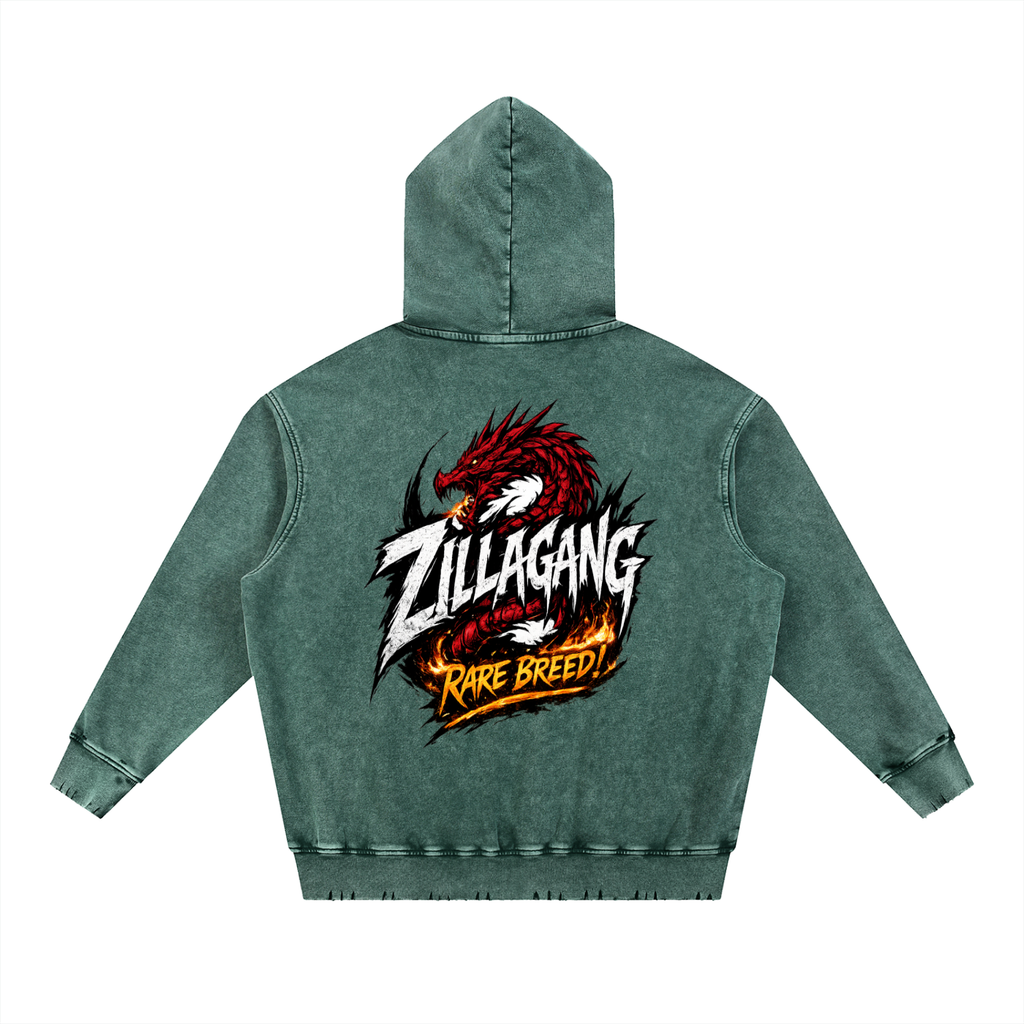 Snow Wash Hand-Frayed Heavyweight  Hoodie