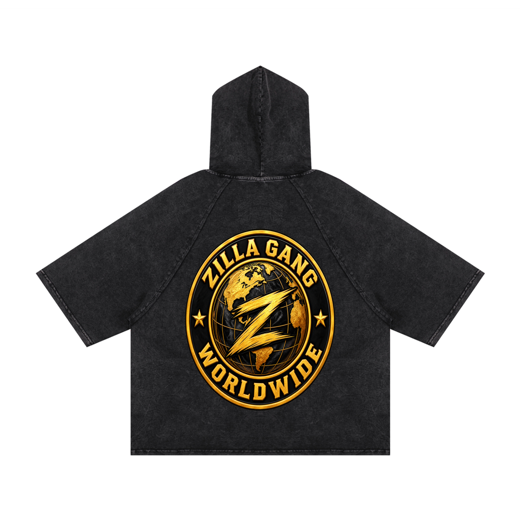 Snow Washed Hooded Boxy T-Shirt