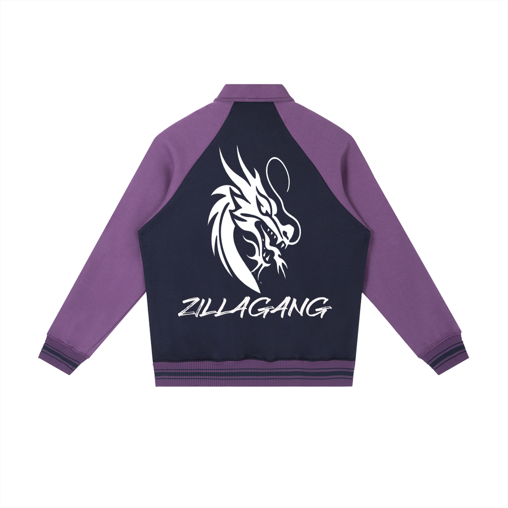 Contrast Raglan Sleeve Baseball Jacket