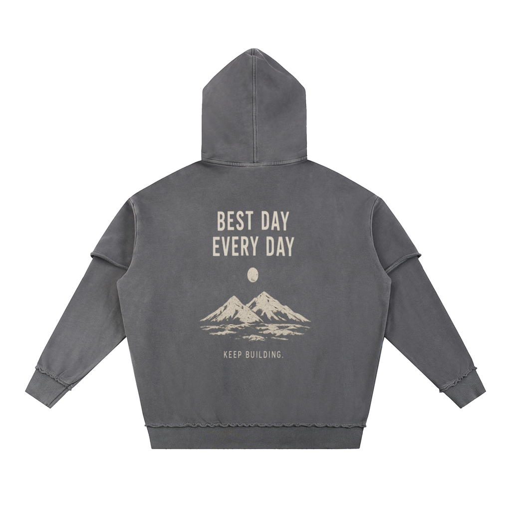 Best Day Collection: Snow Washed Raw Edge Double Layered Hoodie