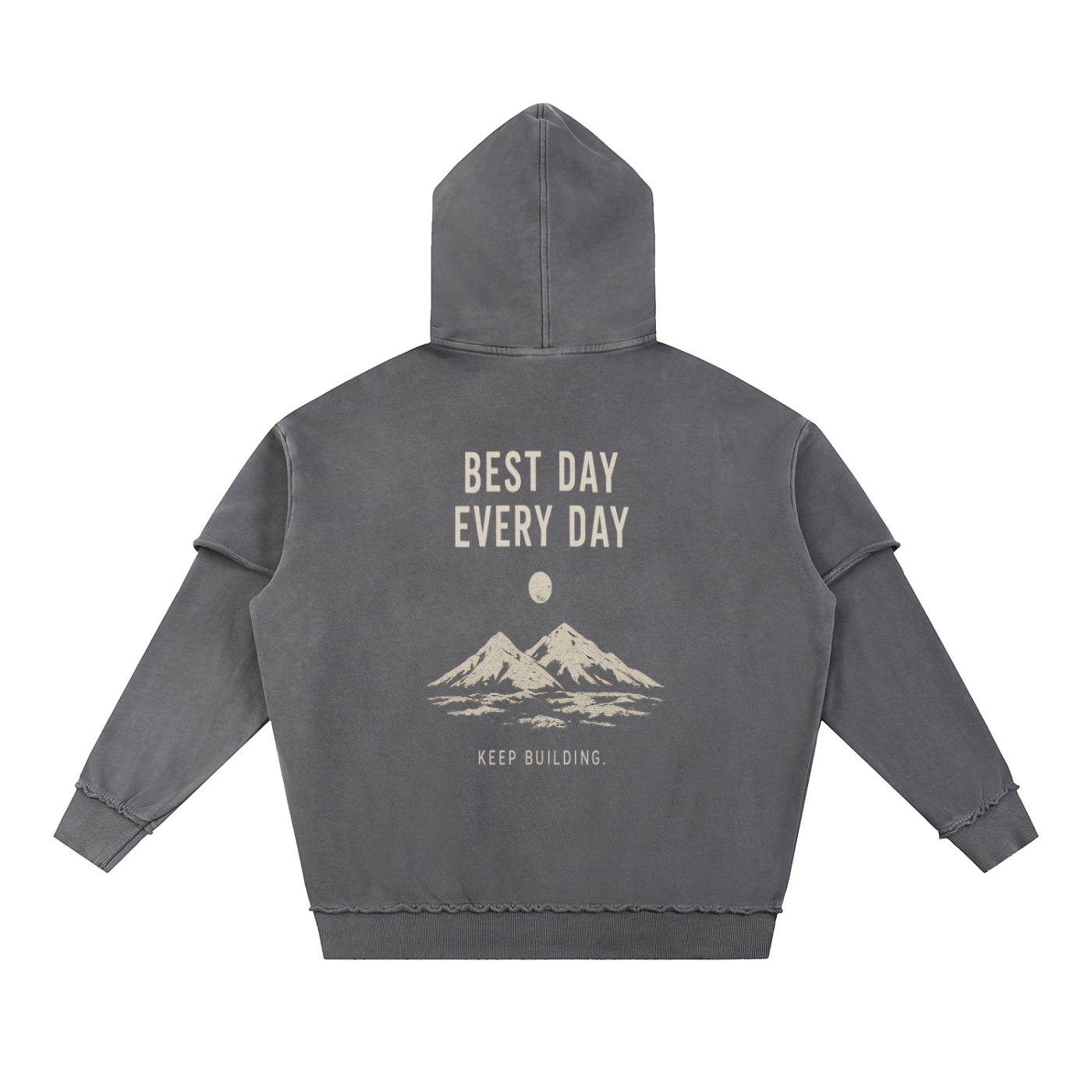 Best Day Collection: Snow Washed Raw Edge Double Layered Hoodie