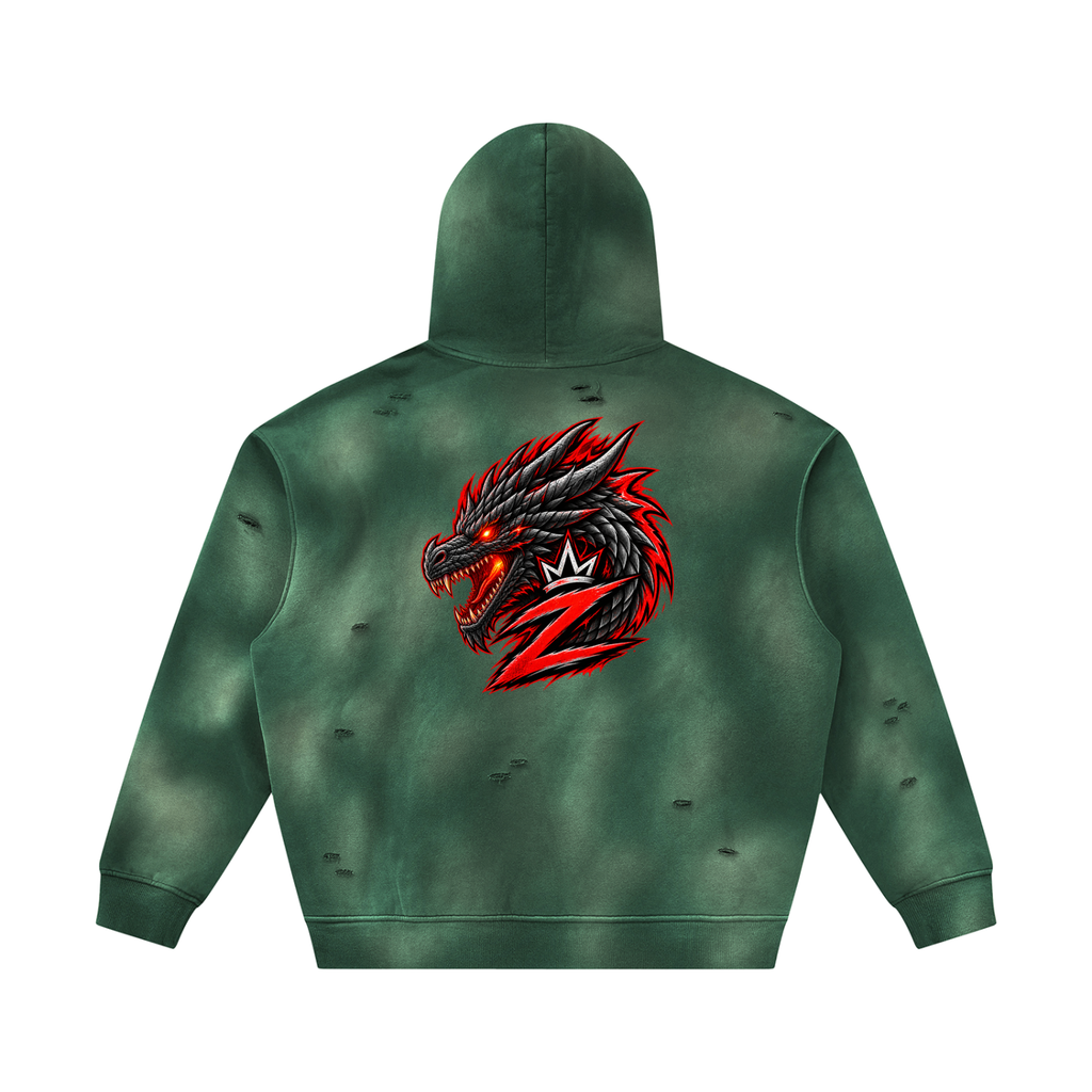 Unisex Sunfade Frayed Fleece Hoodie