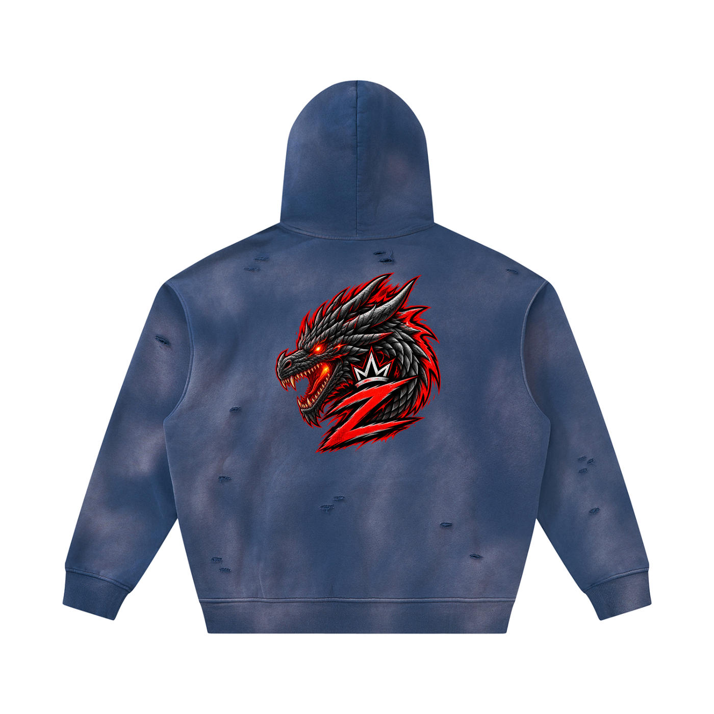 Unisex Sunfade Frayed Fleece Hoodie