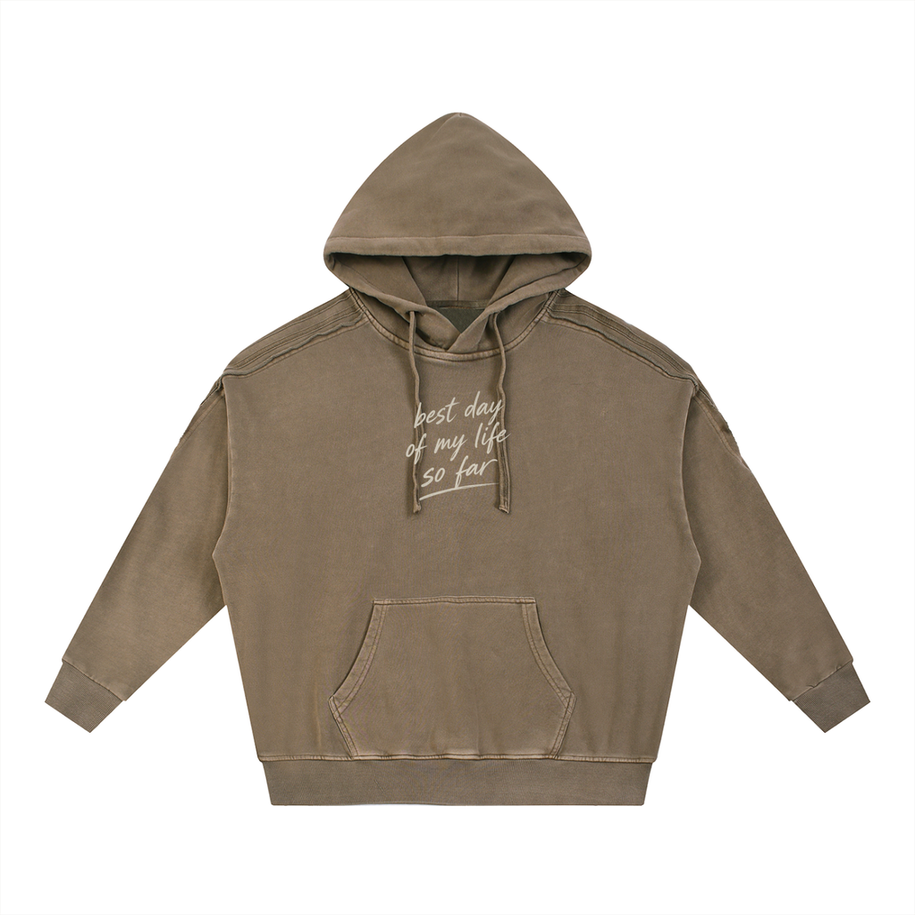 Snow Washed Tape Raw Edge Hoodie