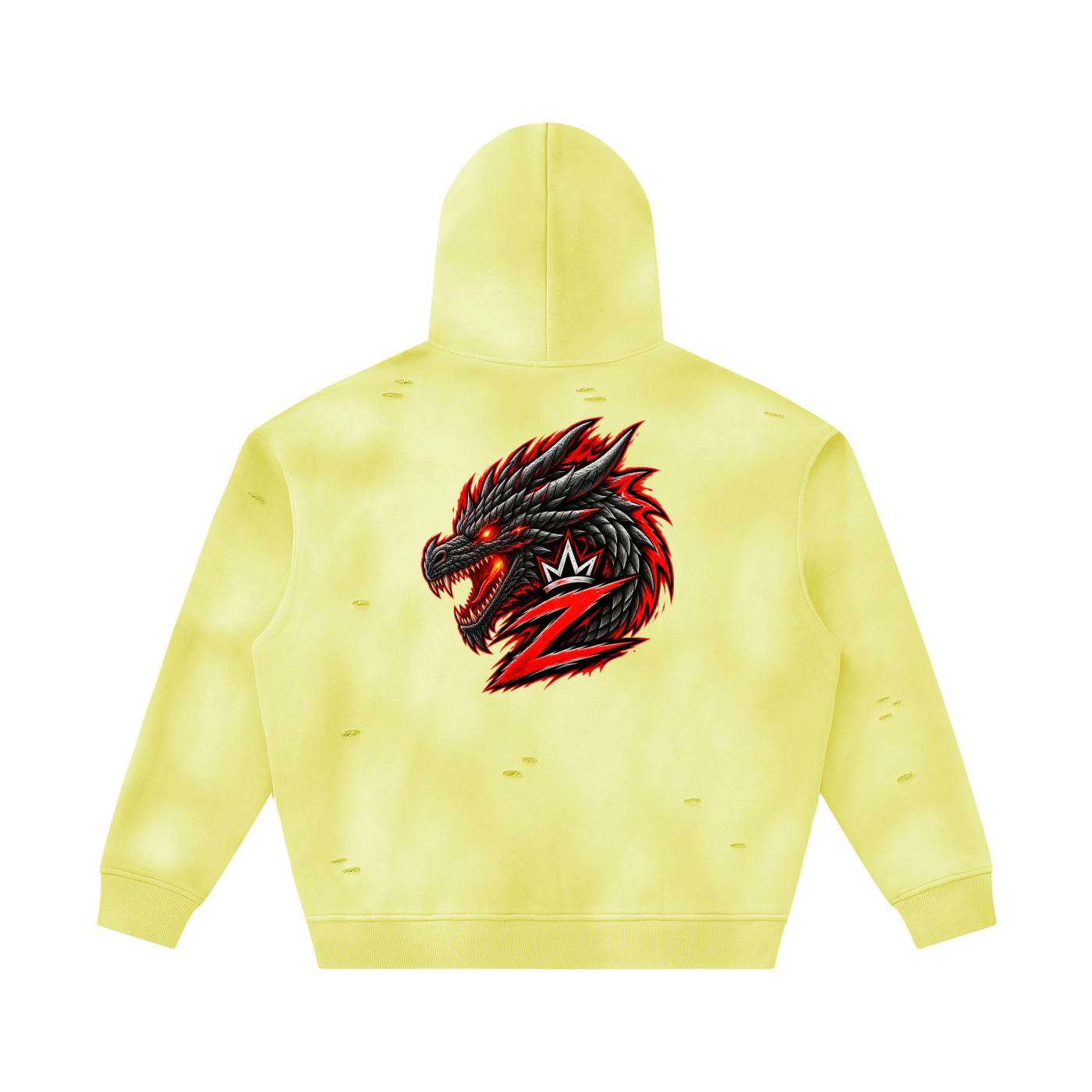 Unisex Sunfade Frayed Fleece Hoodie