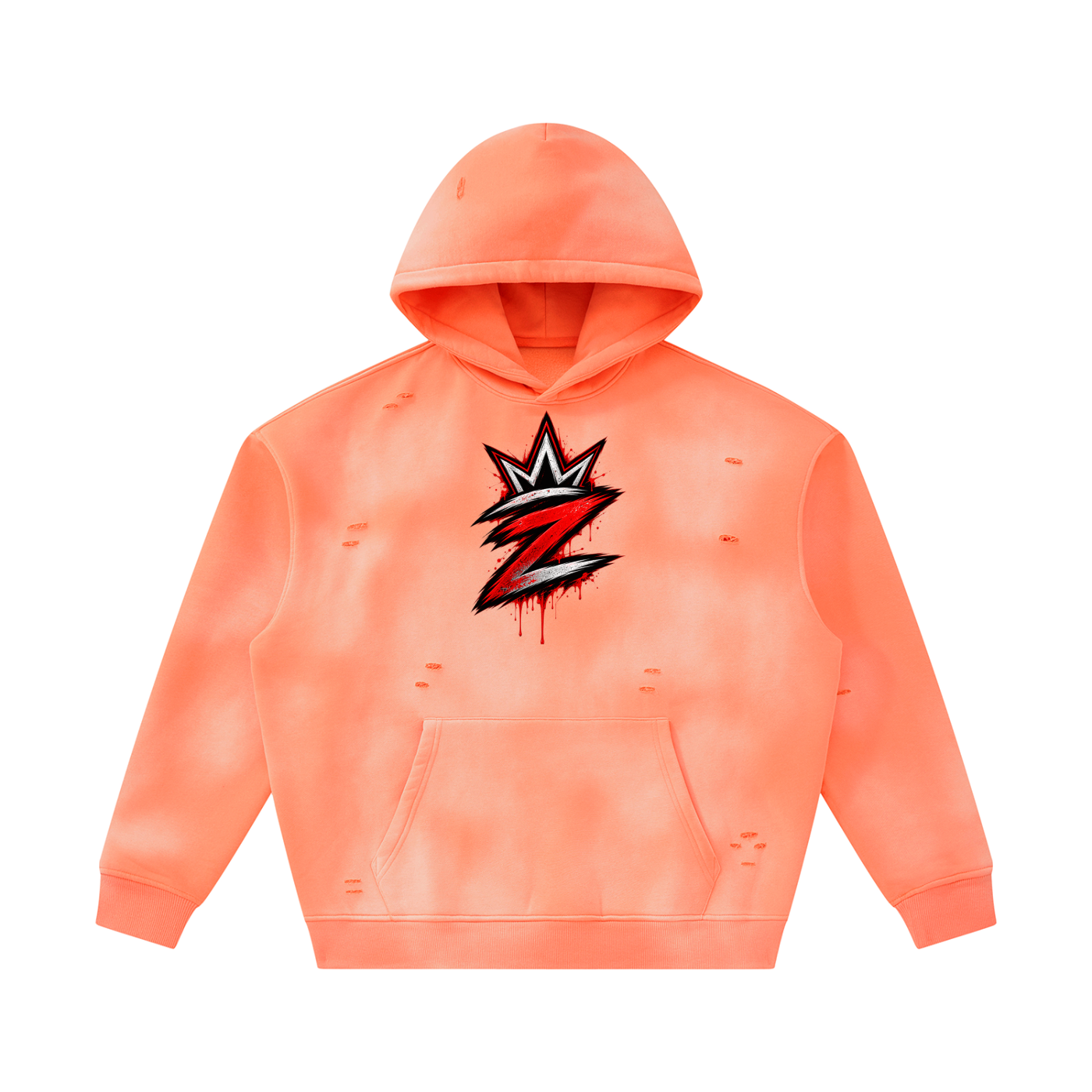 Unisex Sunfade Frayed Fleece Hoodie