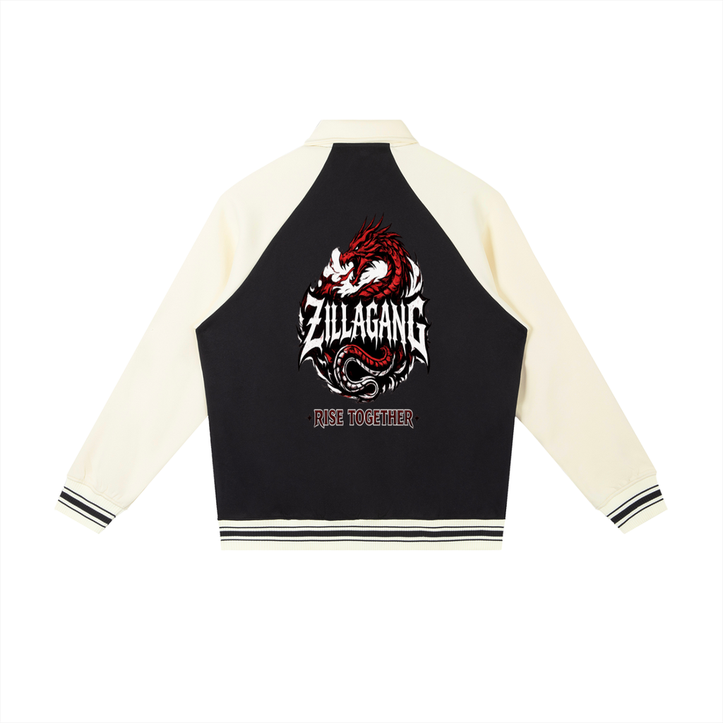 Contrast Raglan Sleeve Baseball Jacket