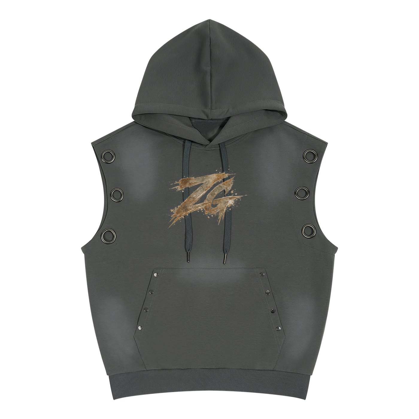 Unisex Vintage Wash Sun Fade Sleeveless Hoodie