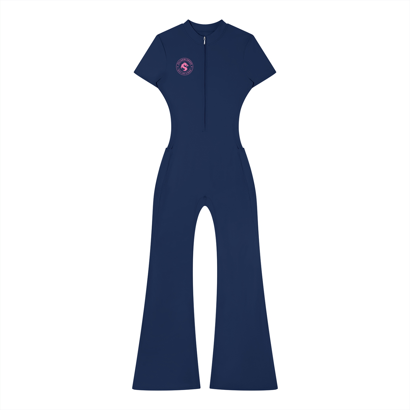 Zilla Girl Collection - Women’s Tight Flared Leg Quarter-Zip Jumpsuit