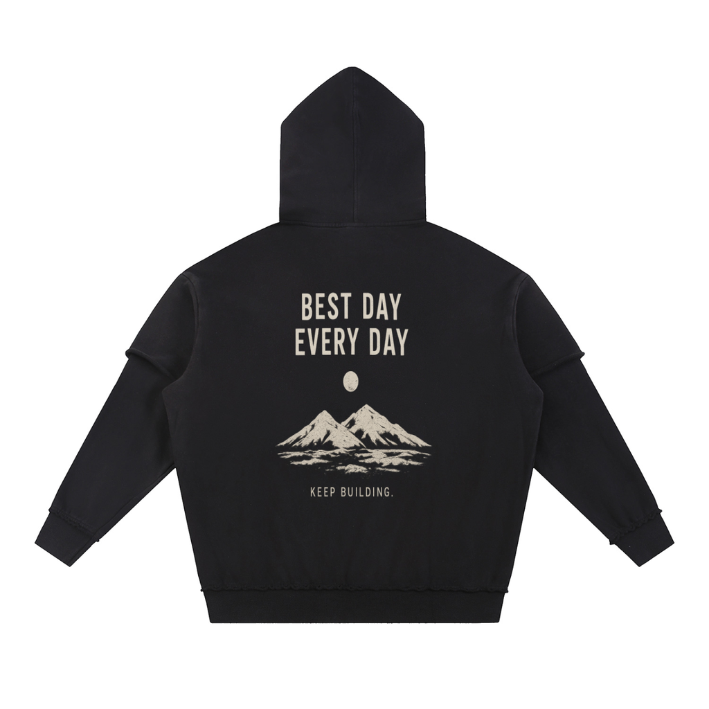 Best Day Collection: Snow Washed Raw Edge Double Layered Hoodie