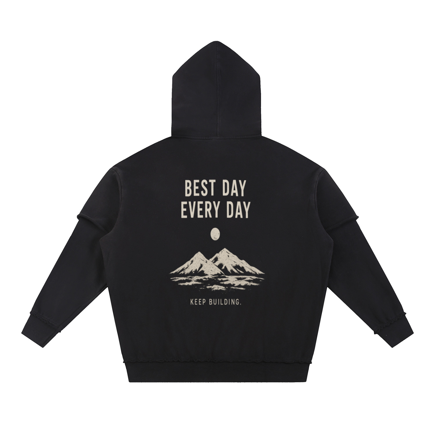 Best Day Collection: Snow Washed Raw Edge Double Layered Hoodie