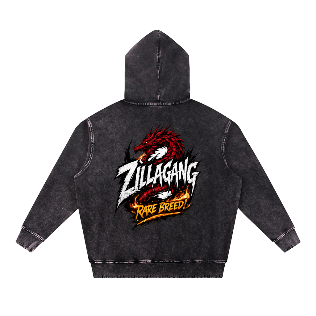 Snow Wash Hand-Frayed Heavyweight  Hoodie