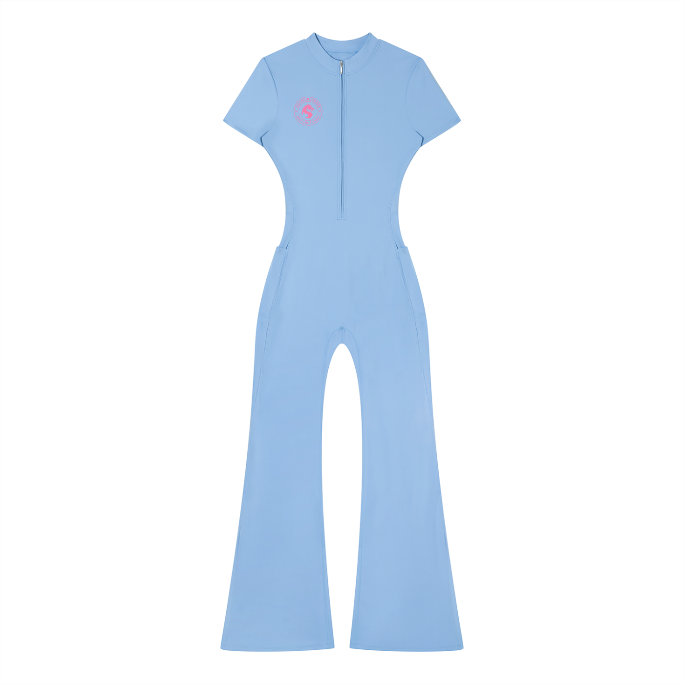 Zilla Girl Collection - Women’s Tight Flared Leg Quarter-Zip Jumpsuit