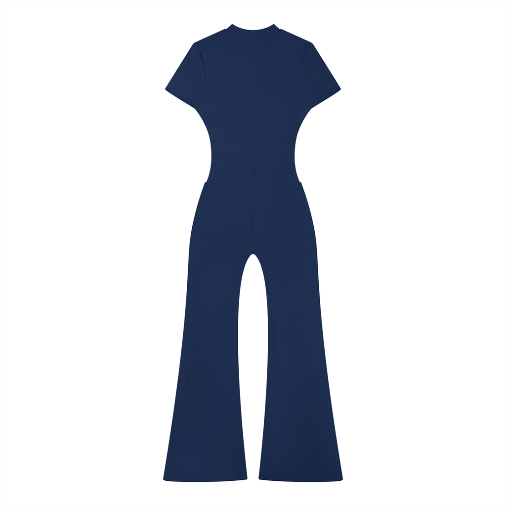 Zilla Girl Collection - Women’s Tight Flared Leg Quarter-Zip Jumpsuit