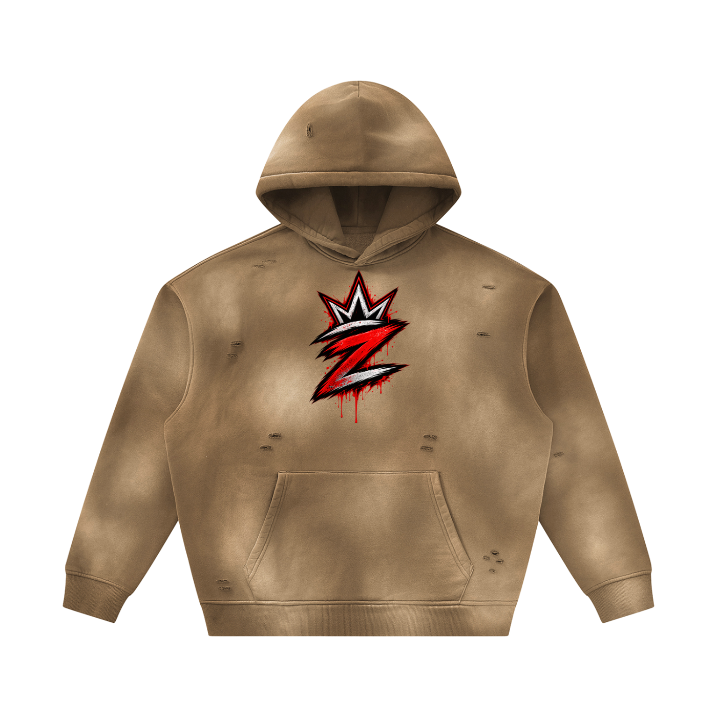 Unisex Sunfade Frayed Fleece Hoodie