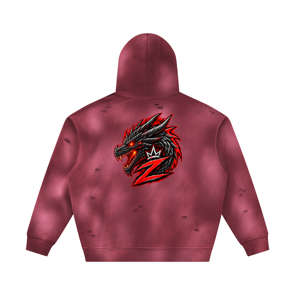 Unisex Sunfade Frayed Fleece Hoodie