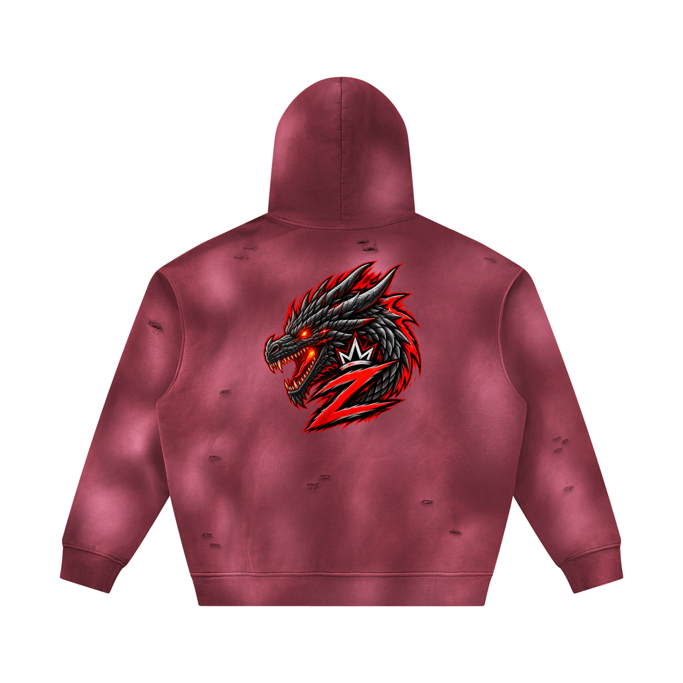 Unisex Sunfade Frayed Fleece Hoodie