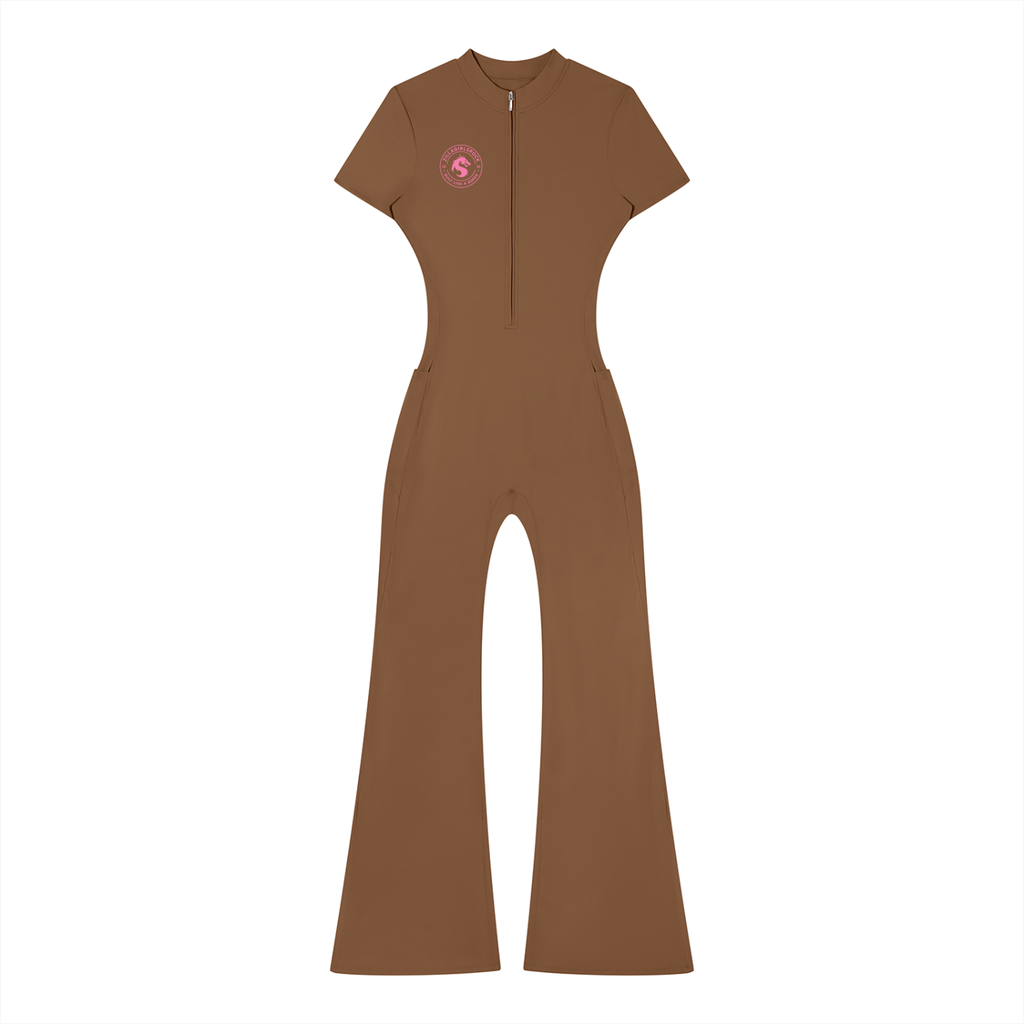 Zilla Girl Collection - Women’s Tight Flared Leg Quarter-Zip Jumpsuit