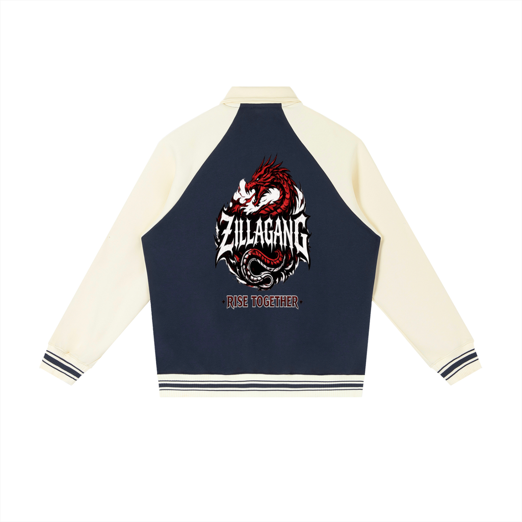 Contrast Raglan Sleeve Baseball Jacket