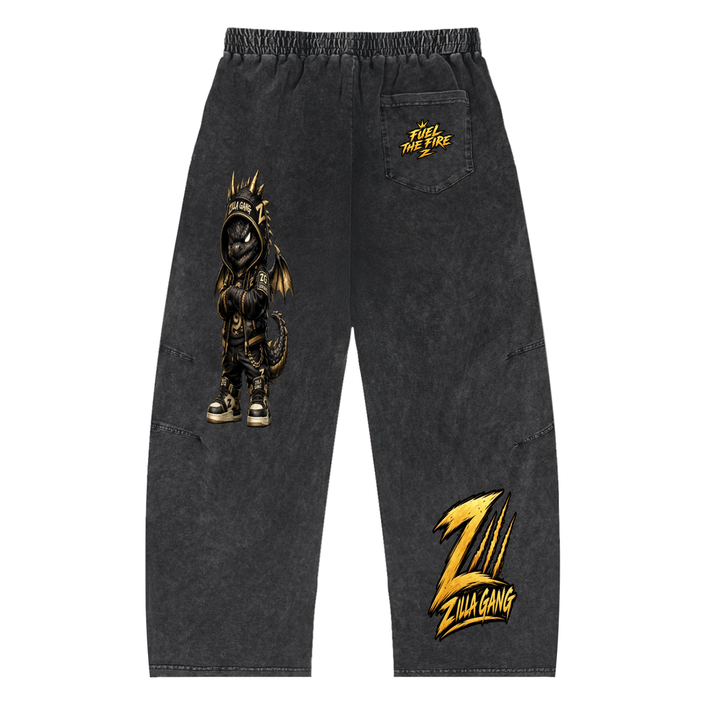 Snow Wash Drawstring Cotton Pants