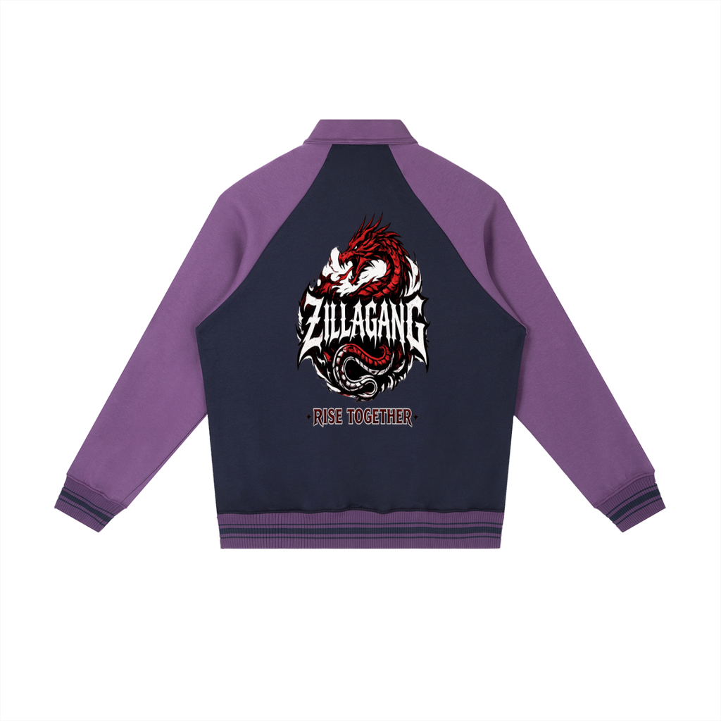 Contrast Raglan Sleeve Baseball Jacket