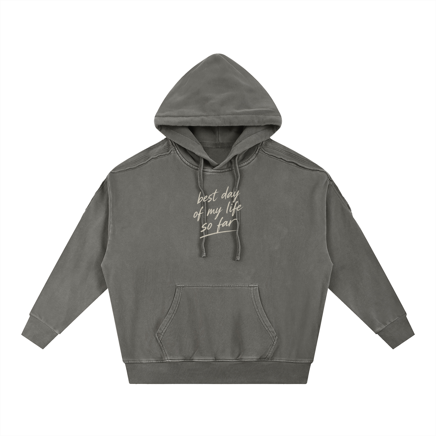 Snow Washed Tape Raw Edge Hoodie