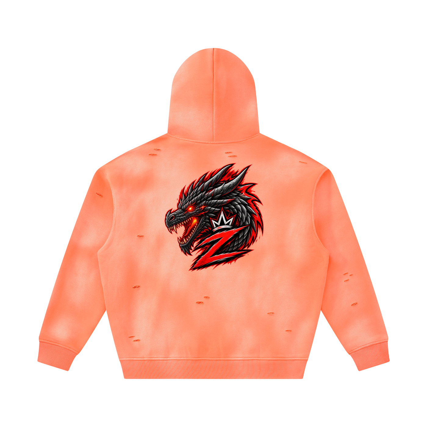Unisex Sunfade Frayed Fleece Hoodie