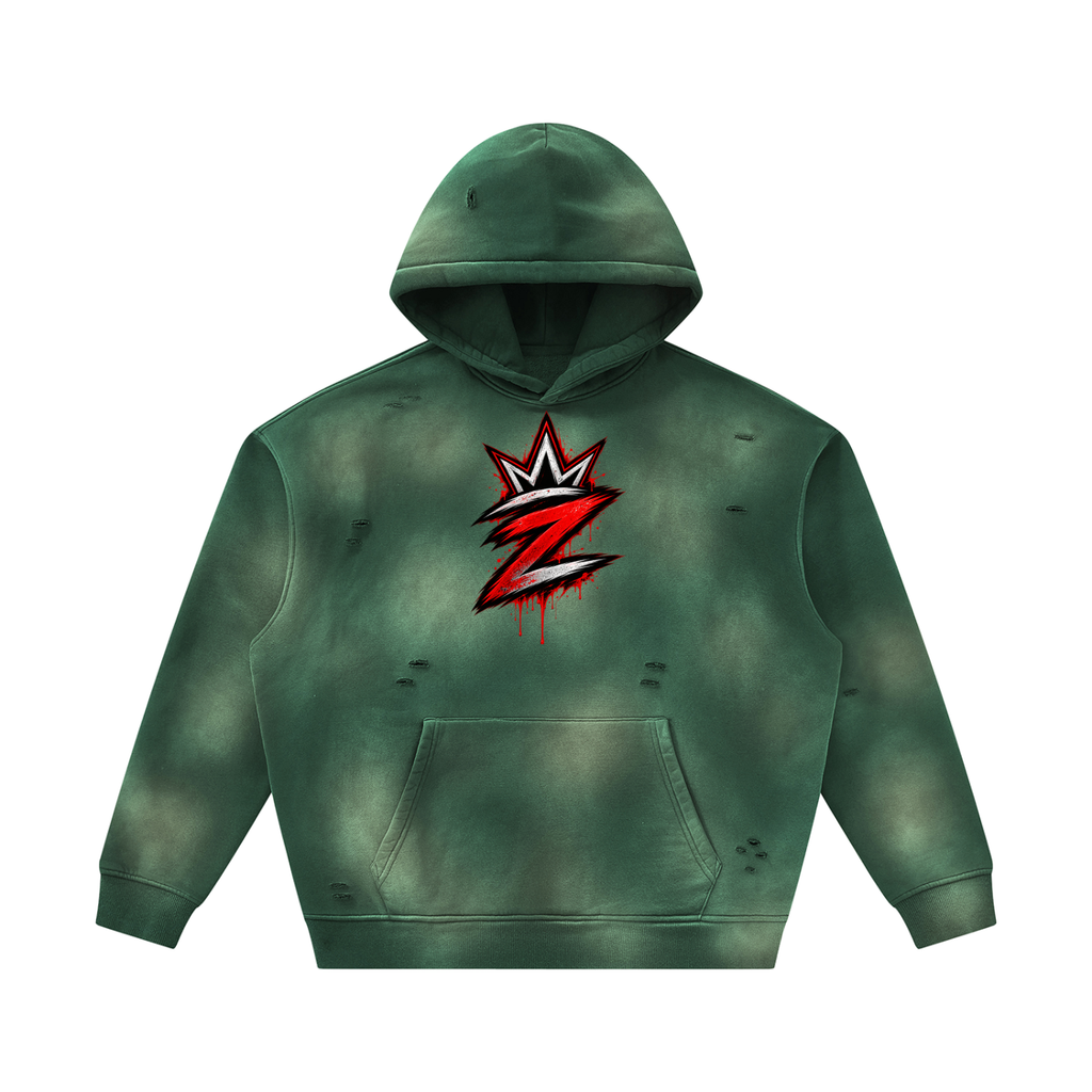 Unisex Sunfade Frayed Fleece Hoodie