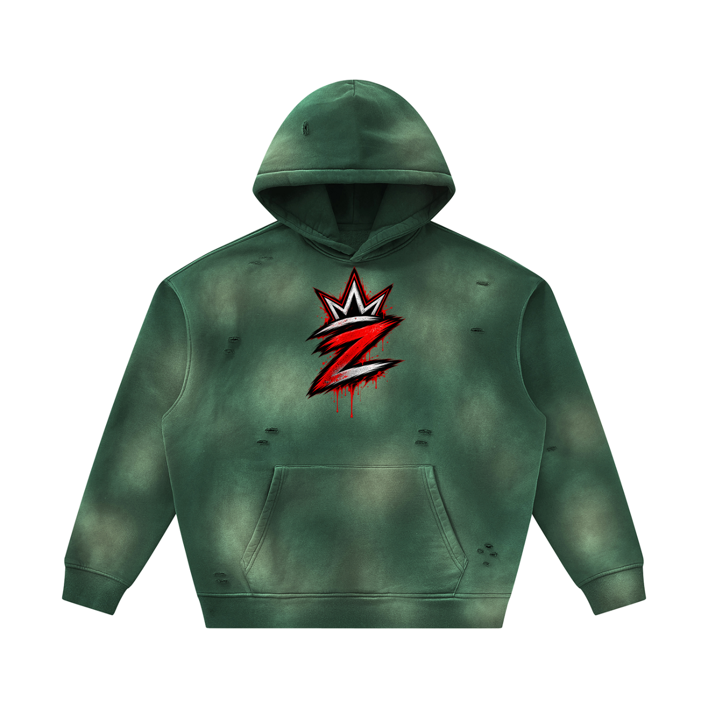 Unisex Sunfade Frayed Fleece Hoodie
