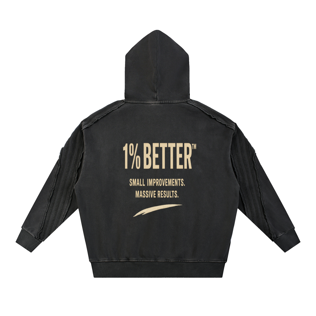 Snow Washed Tape Raw Edge Hoodie
