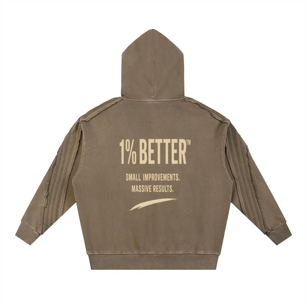 Snow Washed Tape Raw Edge Hoodie