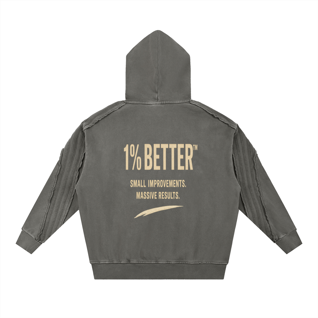 Snow Washed Tape Raw Edge Hoodie