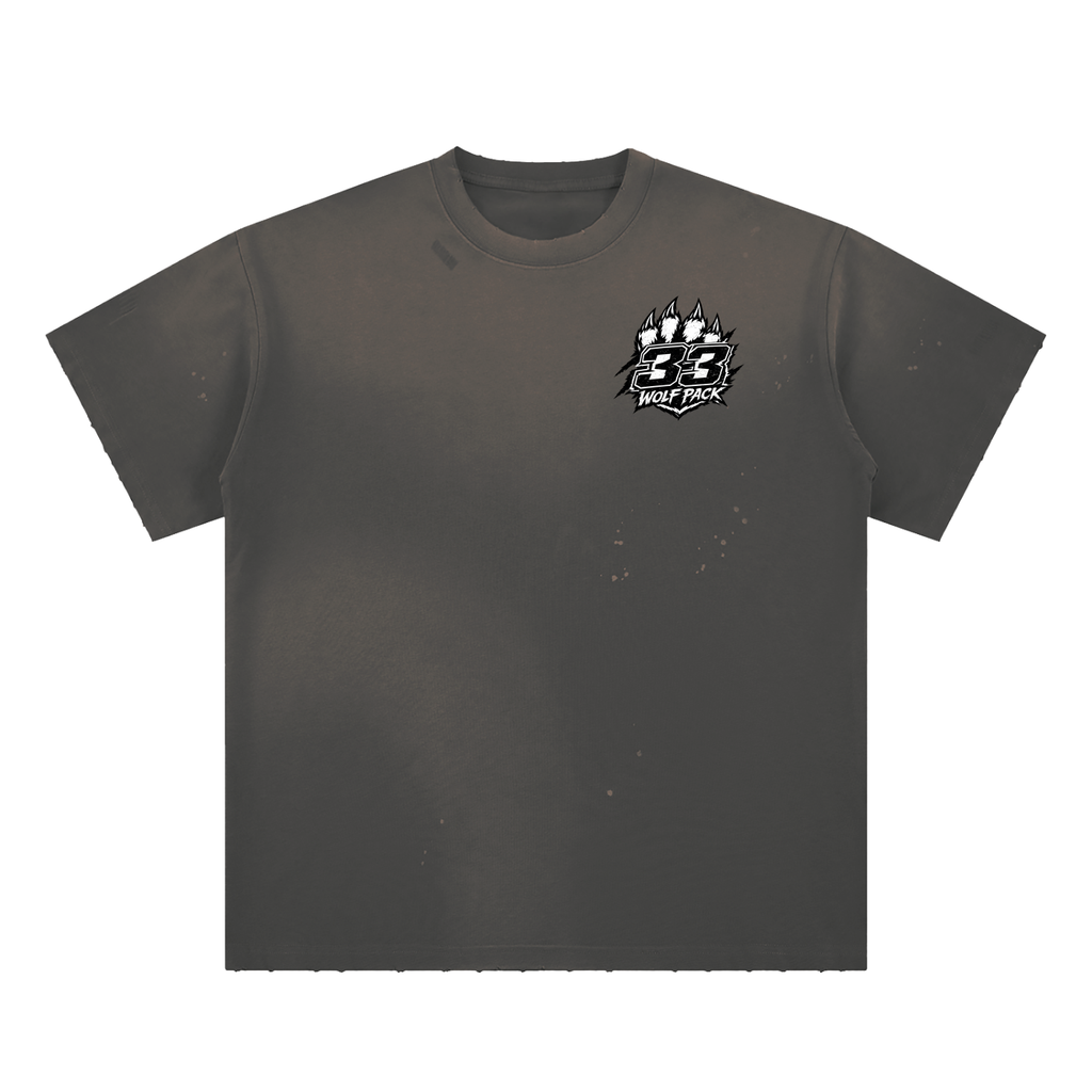 33WolfPack - Hand-Frayed Sunfade Paint Splatter T-Shirt