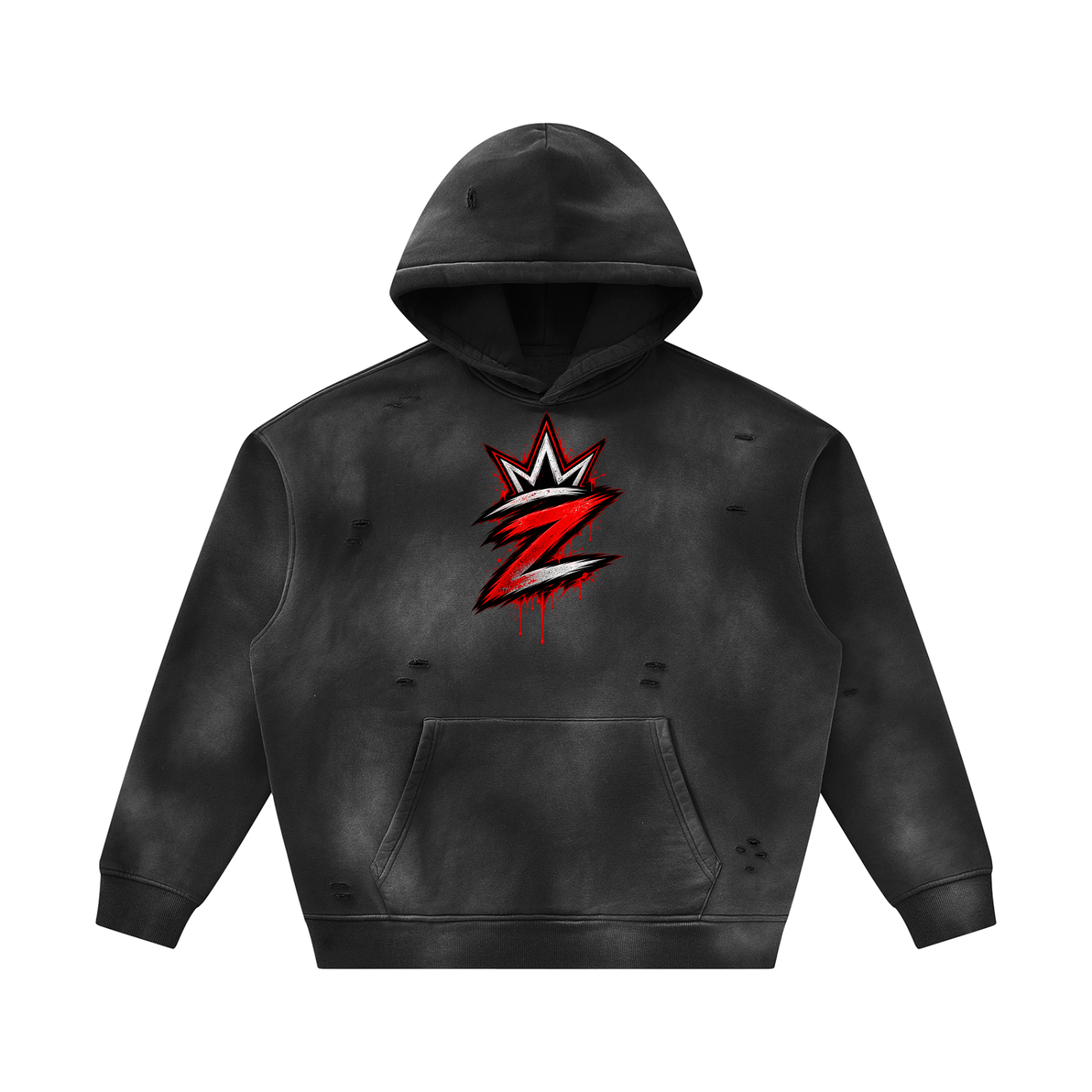 Unisex Sunfade Frayed Fleece Hoodie