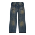 Men's Vintage Wash Wide Leg Denim Jeans