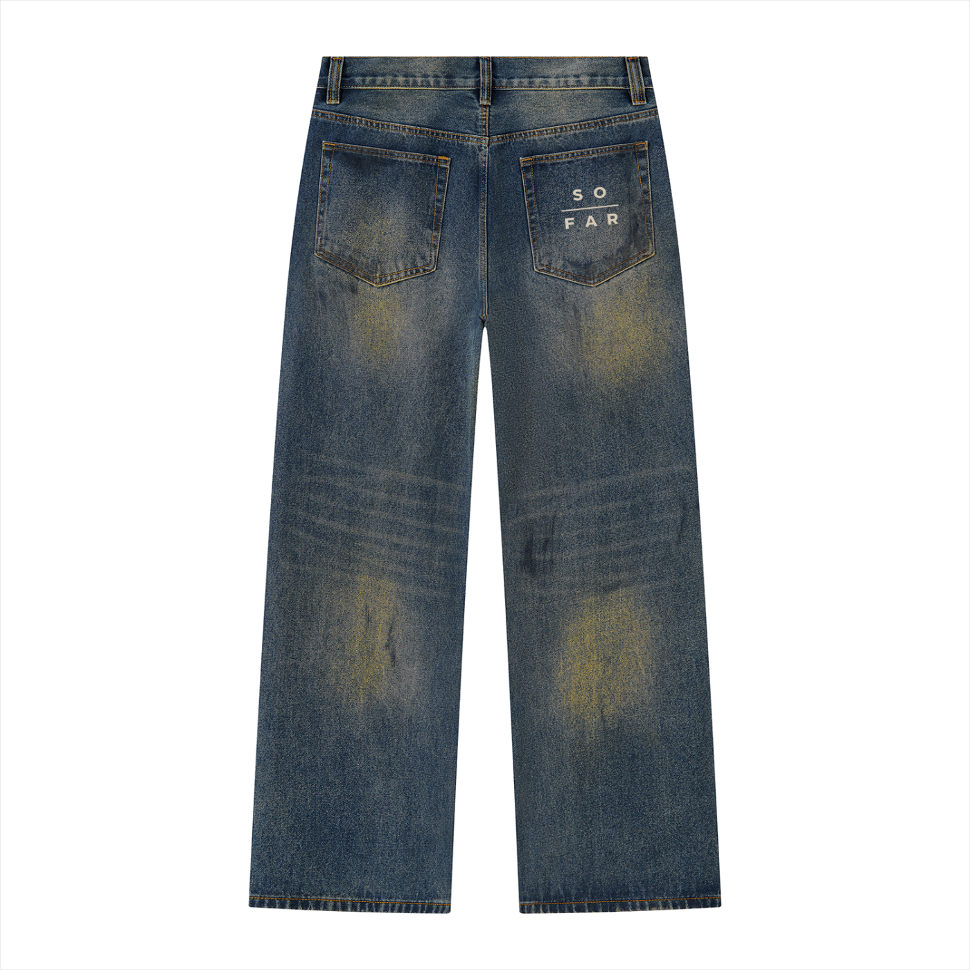 Men's Vintage Wash Wide Leg Denim Jeans