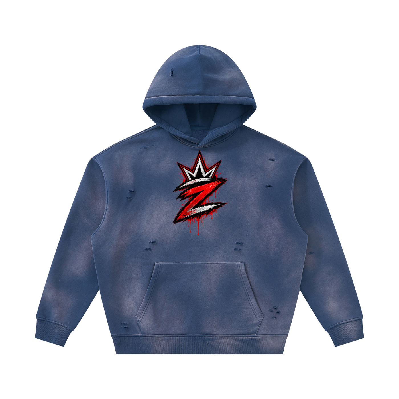 Unisex Sunfade Frayed Fleece Hoodie
