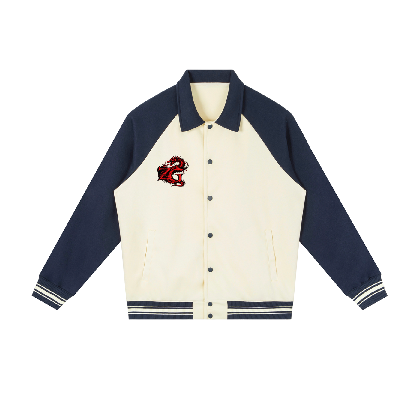 Contrast Raglan Sleeve Baseball Jacket