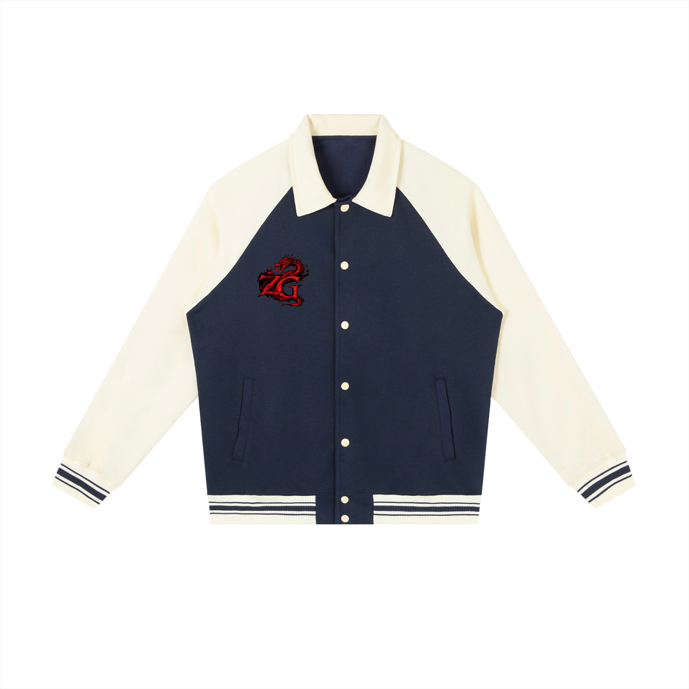 Contrast Raglan Sleeve Baseball Jacket