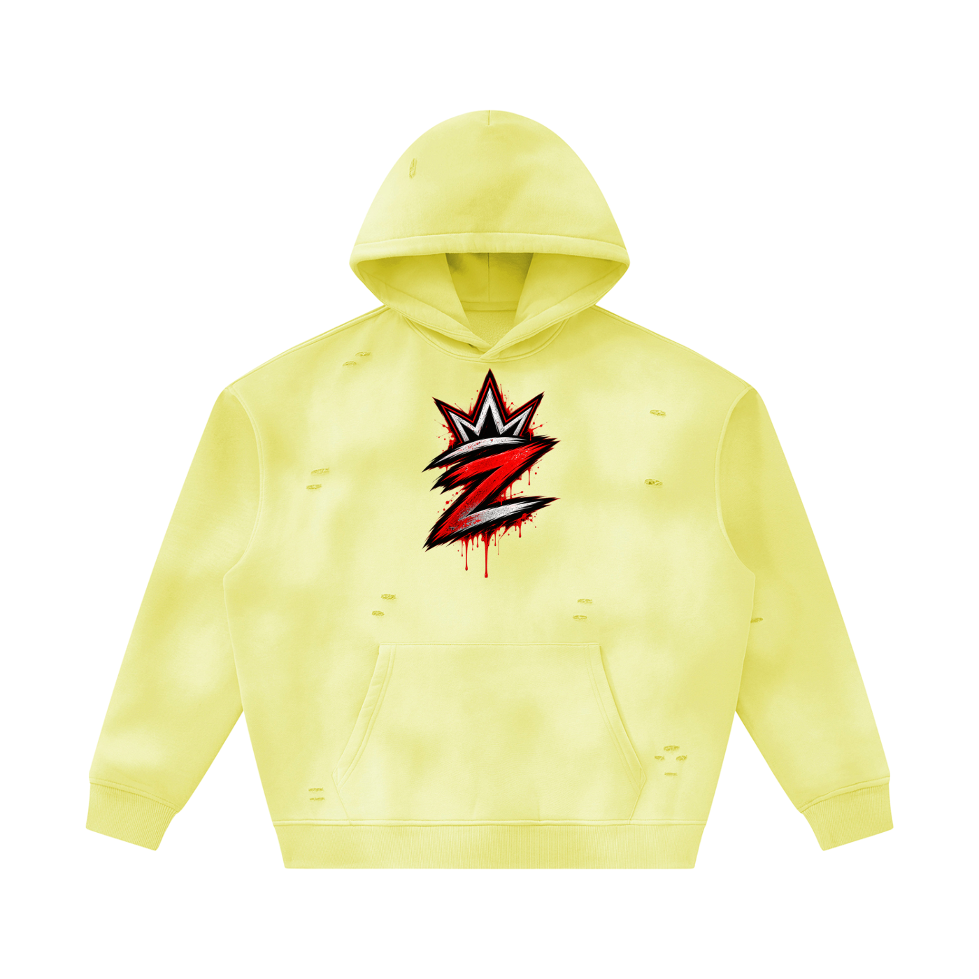 Unisex Sunfade Frayed Fleece Hoodie