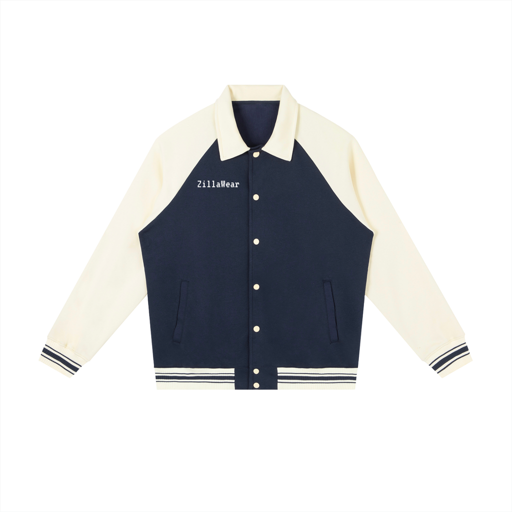 Contrast Raglan Sleeve Baseball Jacket