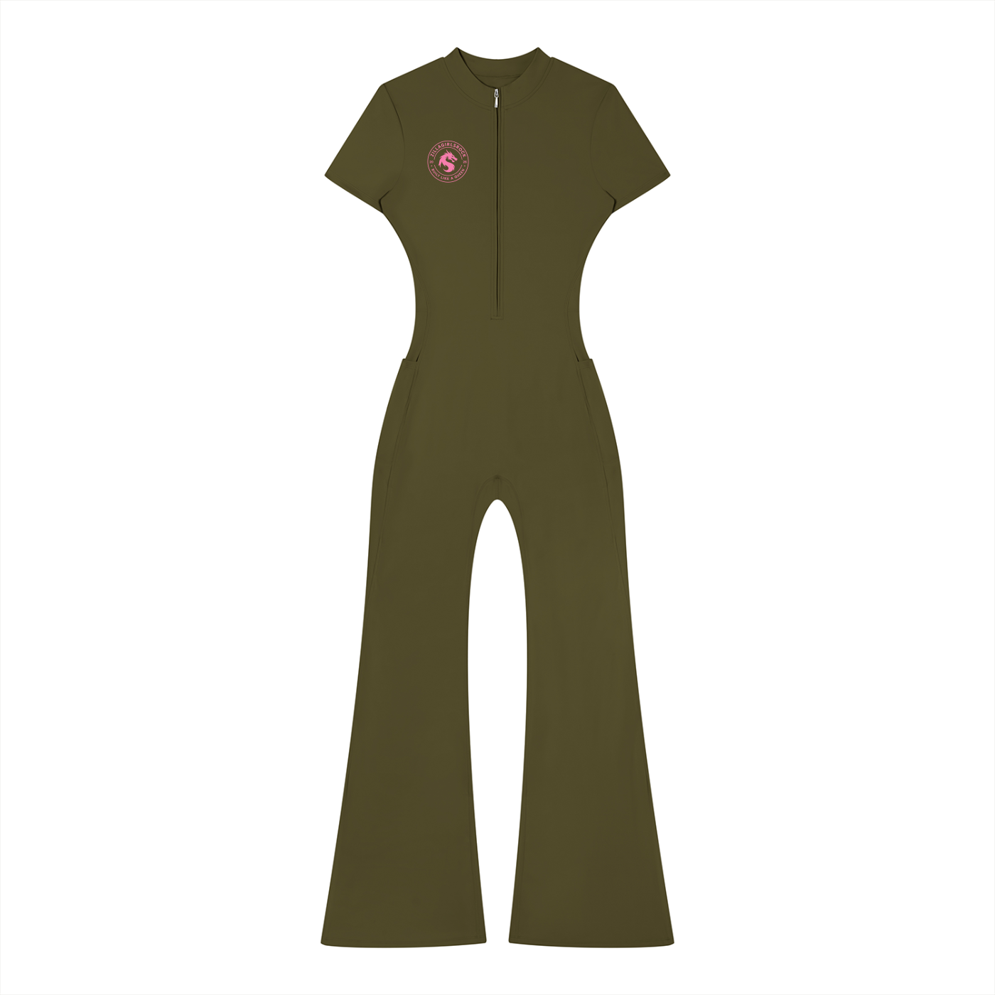 Zilla Girl Collection - Women’s Tight Flared Leg Quarter-Zip Jumpsuit